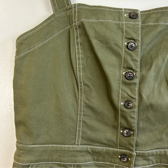 Chelsea28 Army Green Stitch Detail Canvas Sleeveless Button Up Jumpsuit Large - Picture 5 of 12
